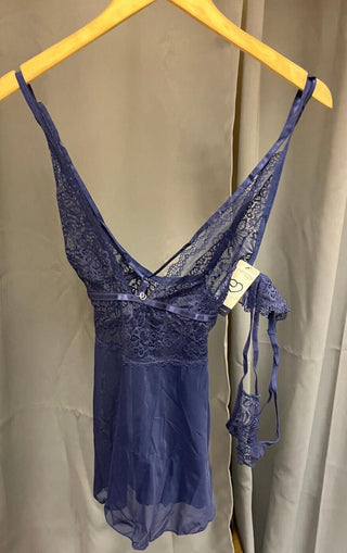 lovehoney late night liasison lace babydoll set blue OverSized