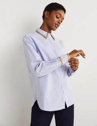 Boden Gold Trim Relaxed Shirt 8R