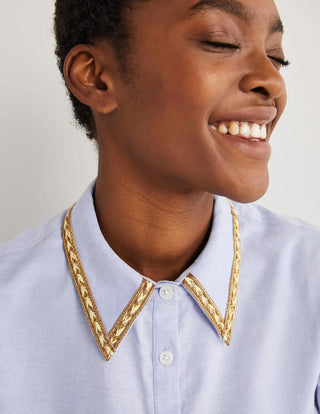 Boden Gold Trim Relaxed Shirt 8R