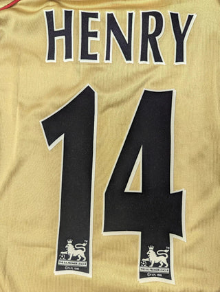 Arsenal 2001 Away Sega Gold Top - Henry 14 On The Back - Medium