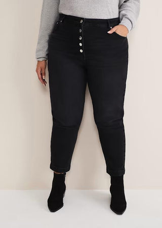 Phase Eight Karlie Button Through Straight Leg Jeans - Black - 16