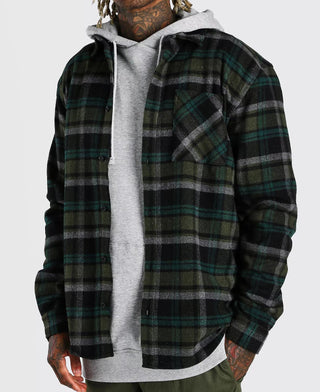 BoohooMan Heavy Weight Check Overshirt - Khaki S