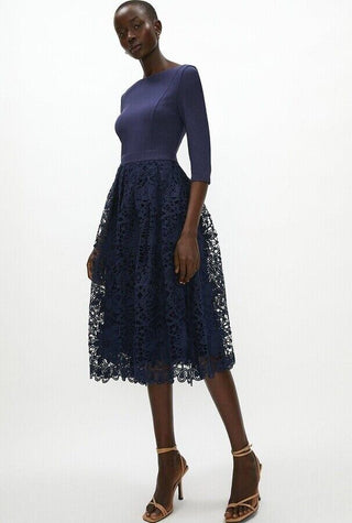 Coast Broderie Skirt Midi Dress Navy  12