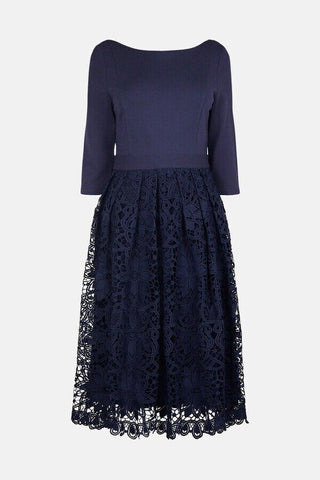 Coast Broderie Skirt Midi Dress Navy  12