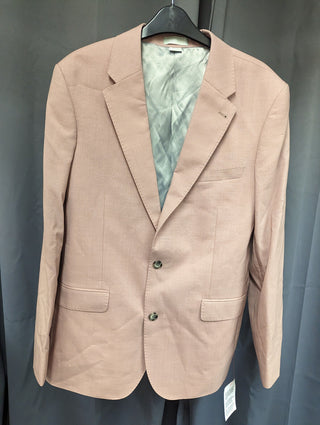 Noak premium wool-rich skinny suit Jacket - Pastel pink UK