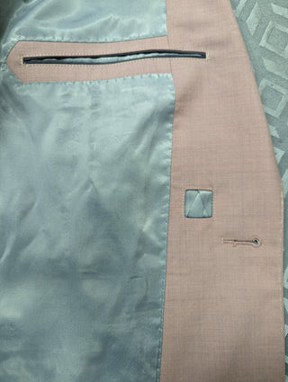 Noak premium wool-rich skinny suit Jacket - Pastel pink UK