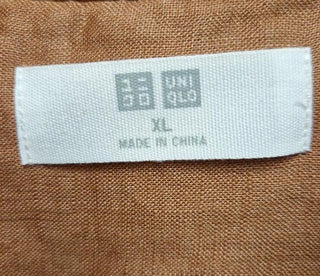 UNIQLO Women Premium Linen Long Sleeve Shirt - Brown - XL