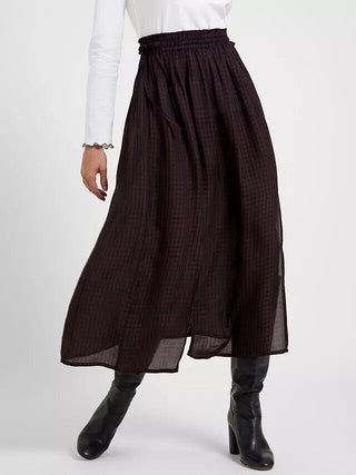 Great Plains City Gingham Midi Skirt, Cocoa Black 14