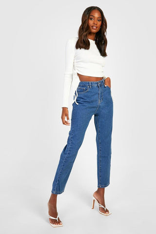 Boohoo High Rise Mom Jeans - Navy 10