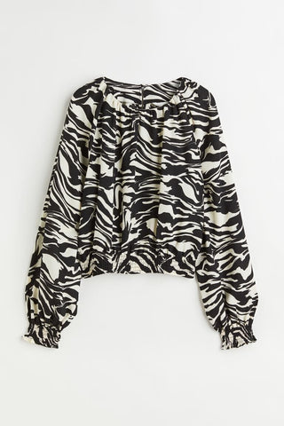 H&M - Patterned balloon-sleeved blouse - XL