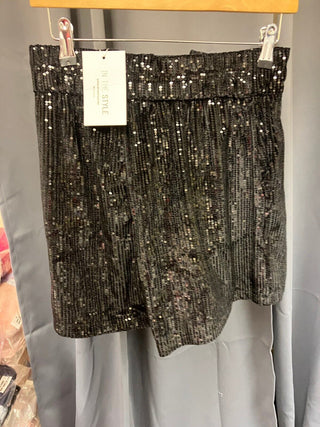 in the style sequin boxy shorts black 10