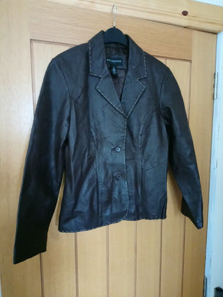 Petite Sophisticate Brown Leather Jacket