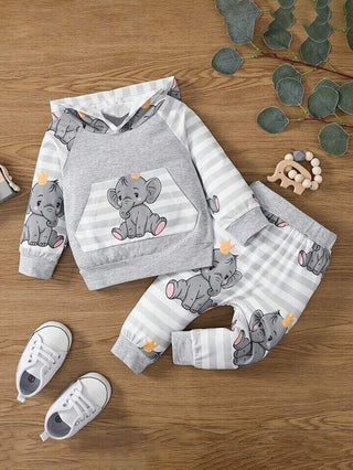 Shein Baby Boys' Elehant Set Grey 9-12M