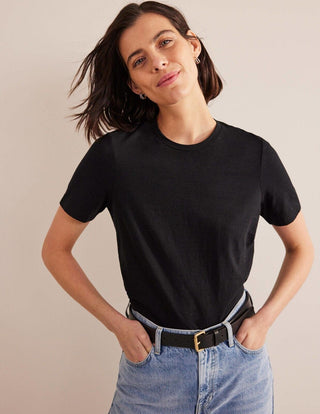 Boden Cotton Crew Neck T-Shirt Black Small