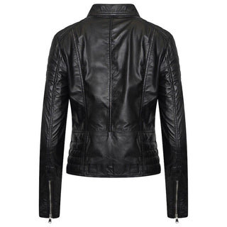 Barneys Originals Women’s Leather Jacket with Textured Detail – Clara