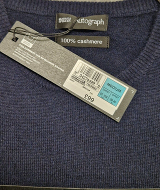 M&S Autograph Crew Neck Cashmere Knitwear - Navy - Medium