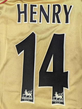 Arsenal 2001 Away Sega Gold Top - Henry 14 On The Back - Medium *SEE DESCRPTION*