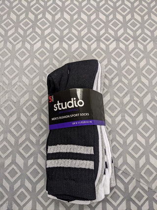 Men's 5 Pack Socks White Grey Black 9-11