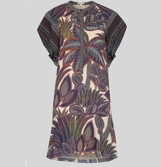 Whistles Palm Print Flutter Sleeve Crepe Shirt Dress - uk 10