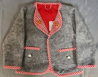 Kids Woolen Grey Blazer- Sheep Pockets & Pretzel Pins Size 4