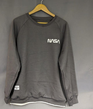 Shein Loose Fit Men's NASA Print Raglan Sleeve Sweatshirt DarkGrey Large