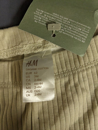 H&M Babies Ribbed Trousers Beige 2-4 Months