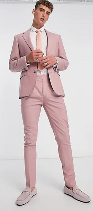 Noak premium wool-rich skinny suit trousers in pastel pink -  W34 L30