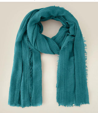 Raw Hem Solid Scarf Double Pack - Turquoise