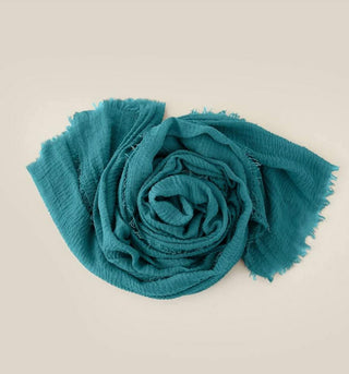 Raw Hem Solid Scarf Double Pack - Turquoise