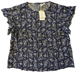 True Sage Flowered Top - Dark Blue - Size XXLarge