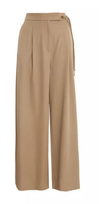 QUIZ High Waisted Wide Leg Trousers - Camel - Size UK 12