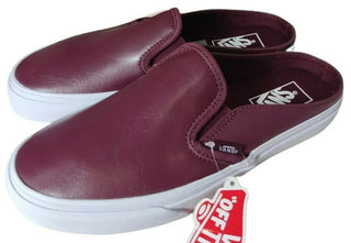 Vans classic mule slip on maroon leather shoes size UK 5.5