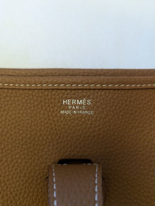 HERMES Evelyne III PM Brown Leather Shoulder Bag